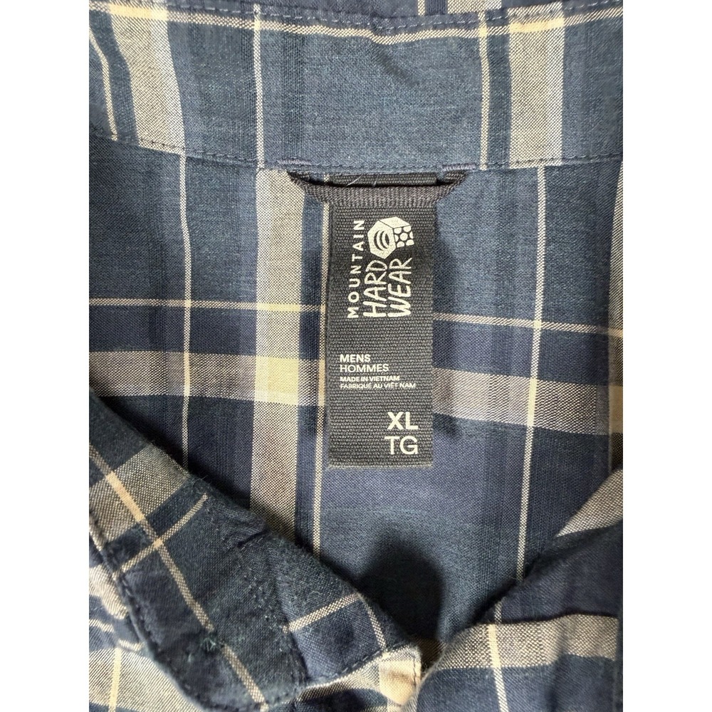 Mountain Hardwear Shirt Mens XL Blue Plaid Long Sleeve Flannel Outdoor Hiking - Picture 2 of 9